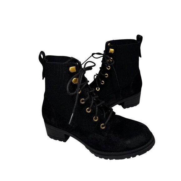 Cole Haan Camea II Waterproof Combat Boot Black Suede Womens Size 7 New - Picture 2 of 6